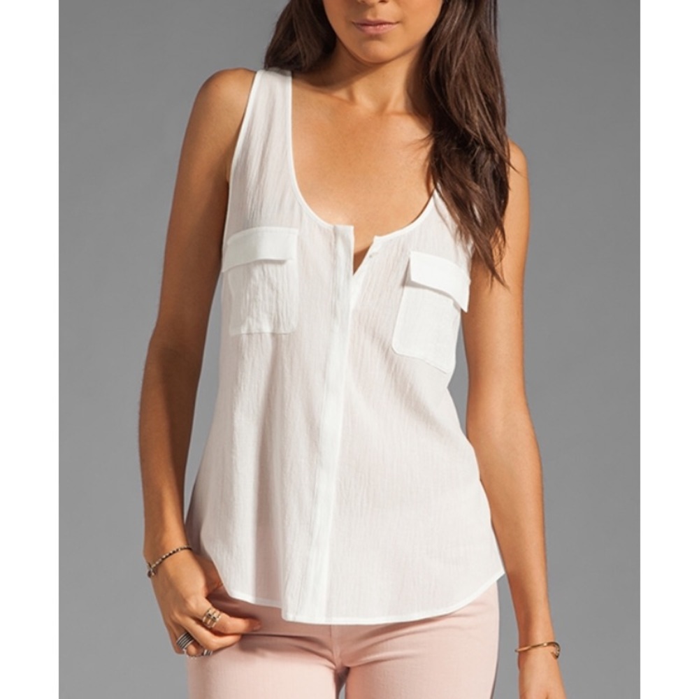 Joie Sleeveless Sheer White Blouse